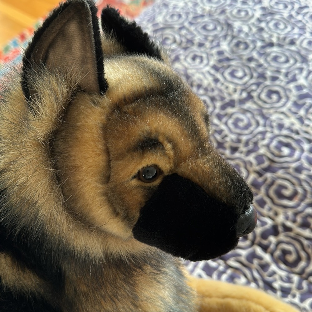 Hansa German shepherd stuffed animal.